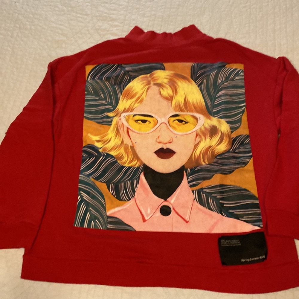 Zara bijou karman Graphic High Neck Sweatshirt - size M